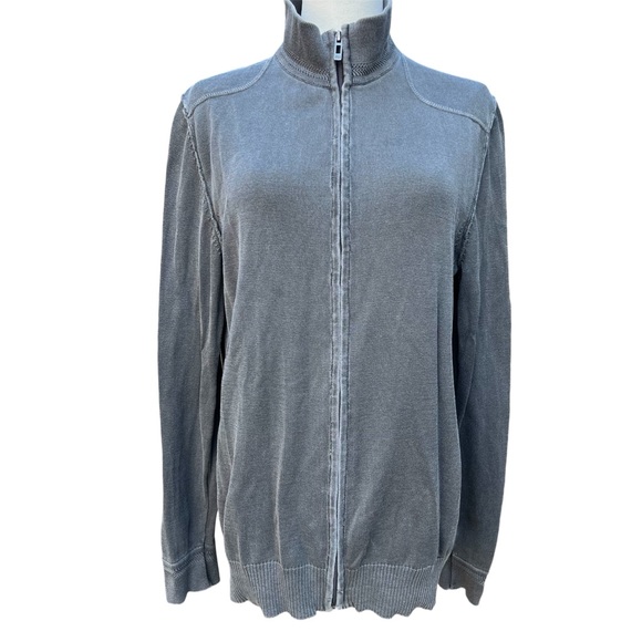 DKNY Zip Up Mock Neck Sweatshirt Grey - Picture 1 of 12